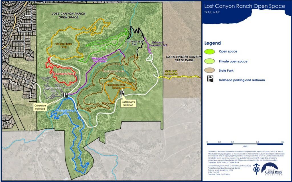 Trail map of Lost Canyon Ranch Open Space in Castle Rock. Photo courtesy Town of Castle Rock