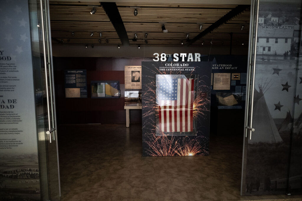 Items from Colorado's history, including this American flag, on display at History Colorado.