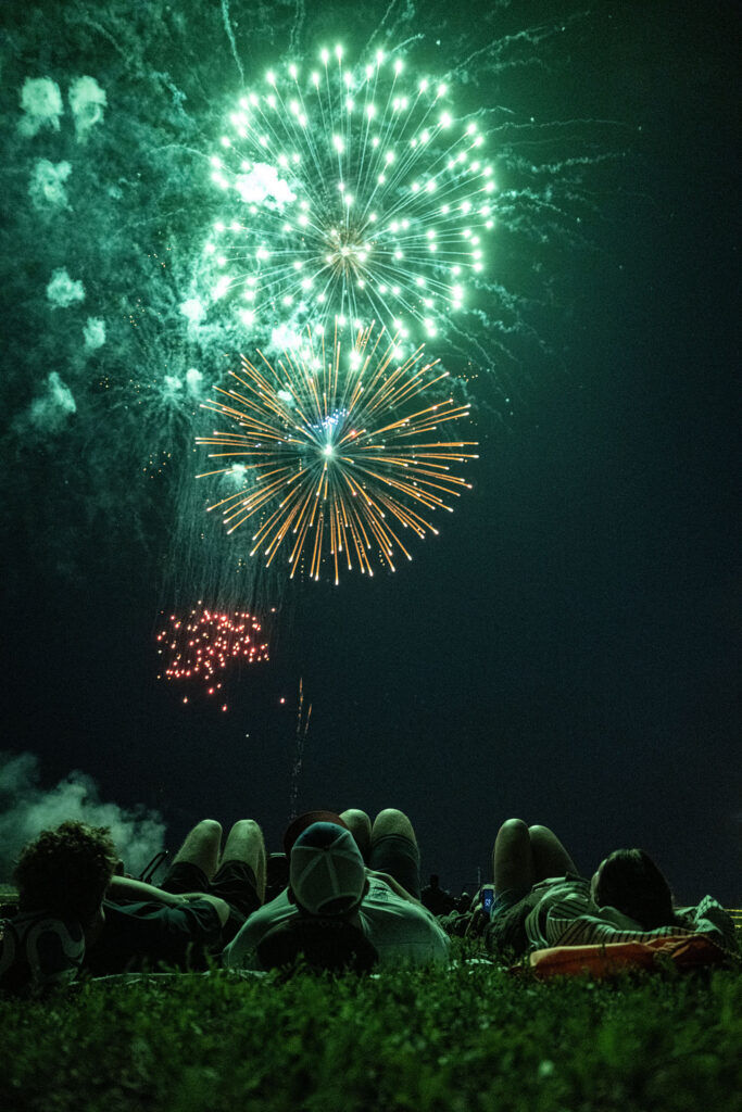 People watch the fireworks show at Clement Park on Friday, July 3, 2026.
