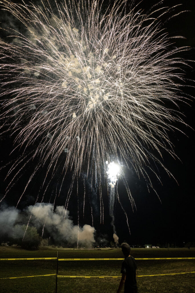 People watch the fireworks show at Clement Park on Friday, July 3, 2026.
