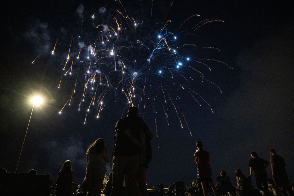 People watch the fireworks show at Clement Park on Friday, July 3, 2026.