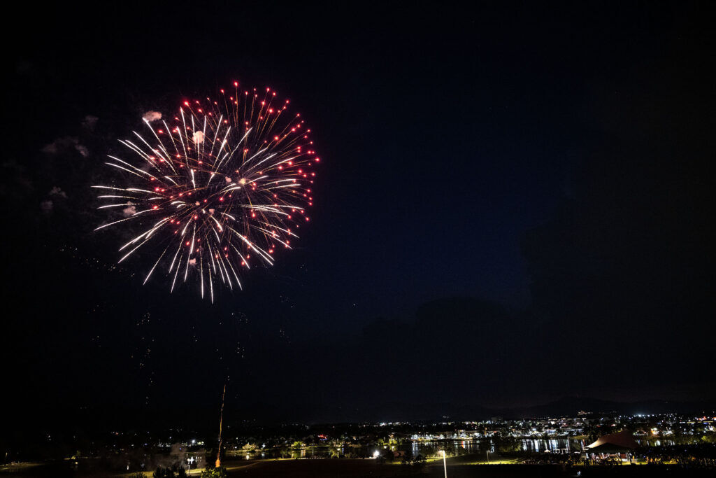 People watch the fireworks show at Clement Park on Friday, July 3, 2026.