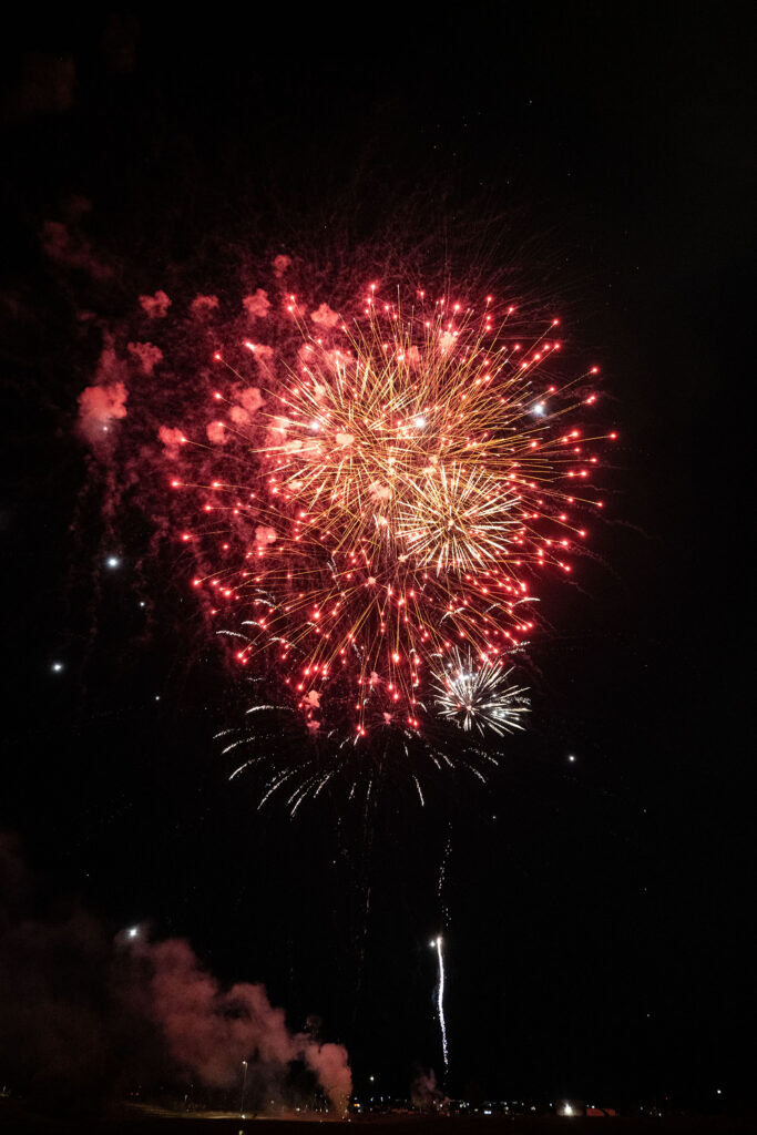 People watch the fireworks show at Clement Park on Friday, July 3, 2026.