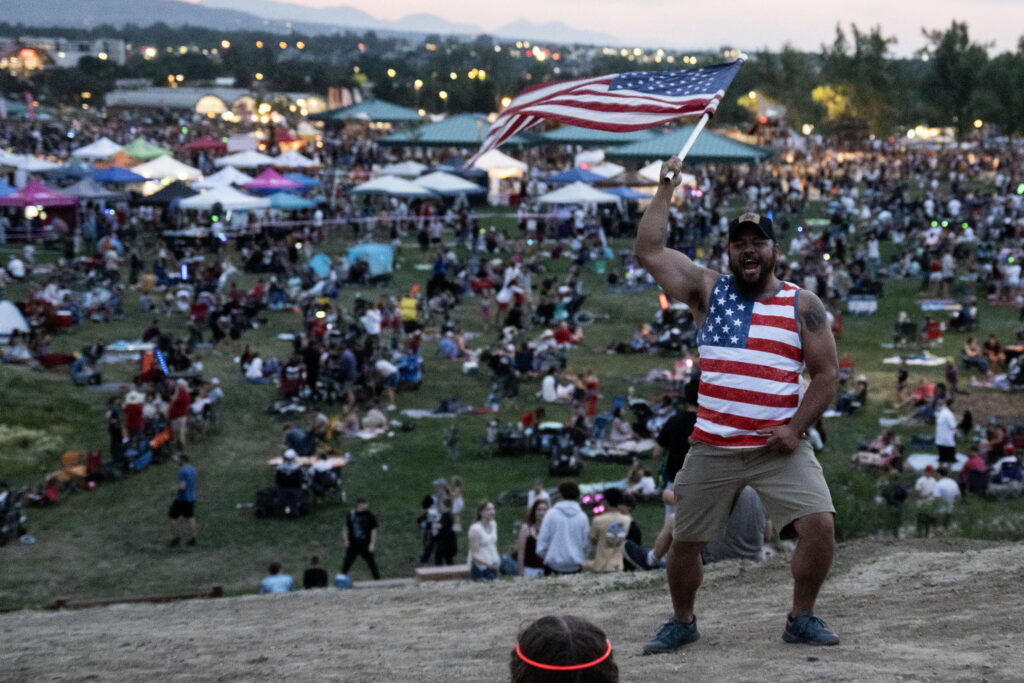 People celebrate the Fourth of July at Clement Park’s annual Red White and You event on Friday, July 3, 2026. The event ended in a fireworks show.