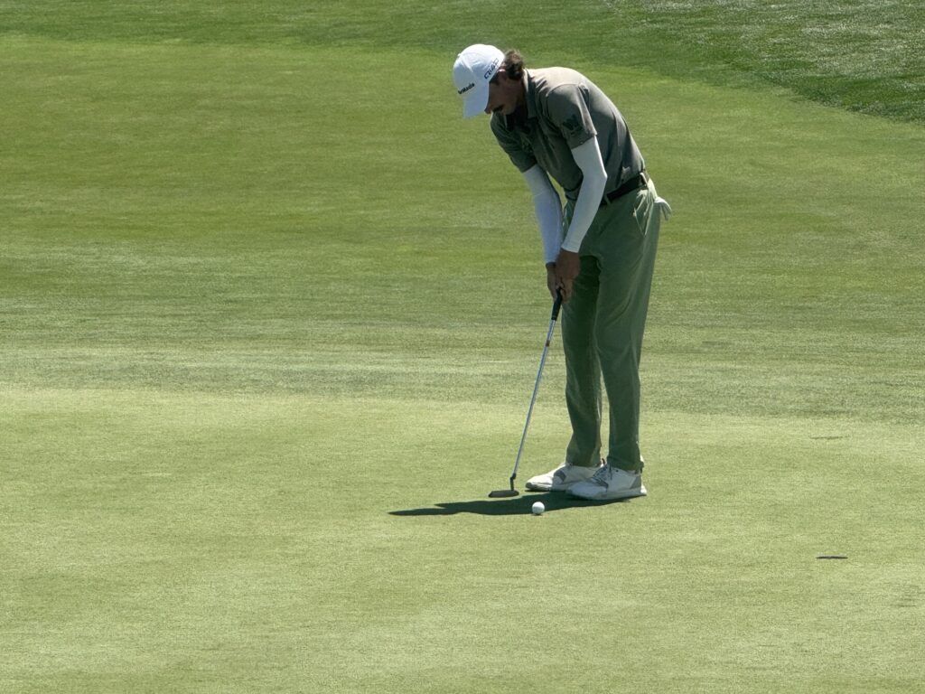 Ross Steelman putts on the 18th hole on Friday, July 10, 2026, during the second round of The Blue Championship at TPC Colorado in Berthoud. (Chris Schmaedeke/The Denver Gazette)