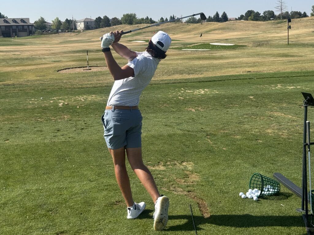 Hunter Swanson warms up on Tuesday, July 21, 2026, at Green Valley Ranch Golf Club before a practice round for the Inspirato Colorado Open. (Chris Schmaedeke, The Denver Gazette)
