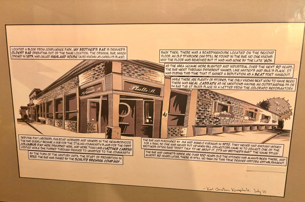 My Brothers Bar as illustrated by Karl Christian Krmpholz in his 2021 book,'Queen City." (John Moore, The Denver Gazette)