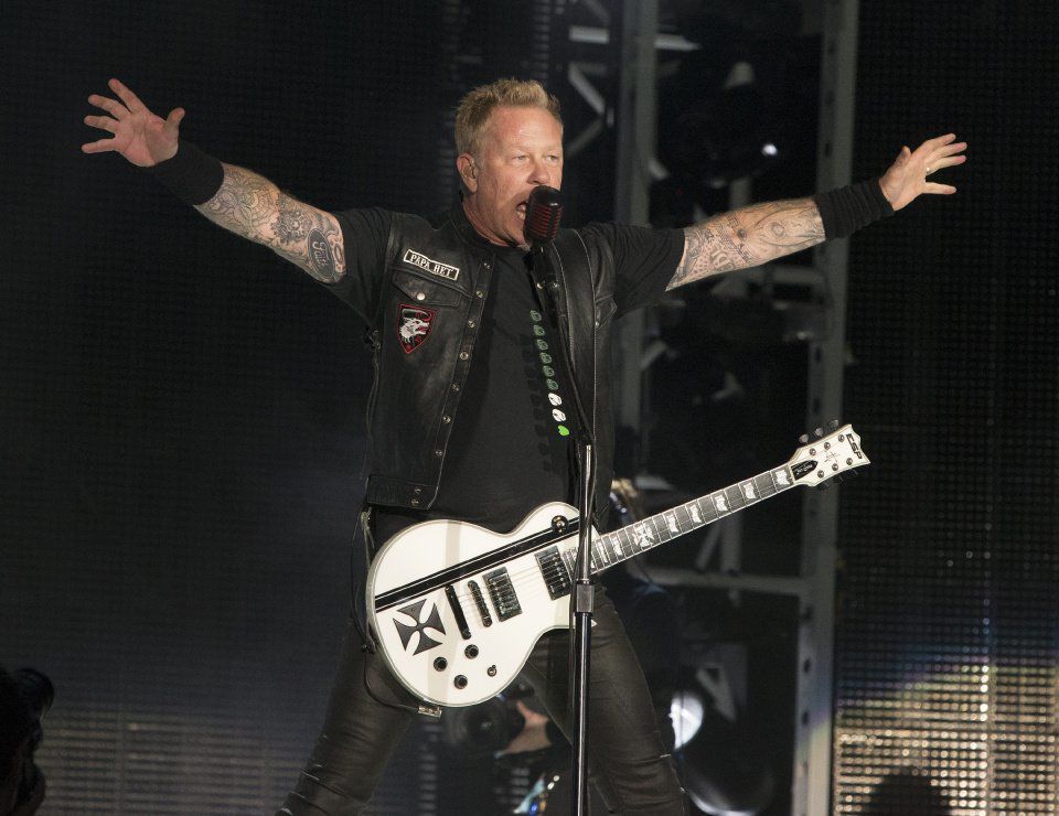 James Hetfield of the band Metallica performs in concert during their "WorldWired Tour" at M&T Bank Stadium on Wednesday, May 10, 2017, in Baltimore. (Photo by Owen Sweeney/Invision/AP)