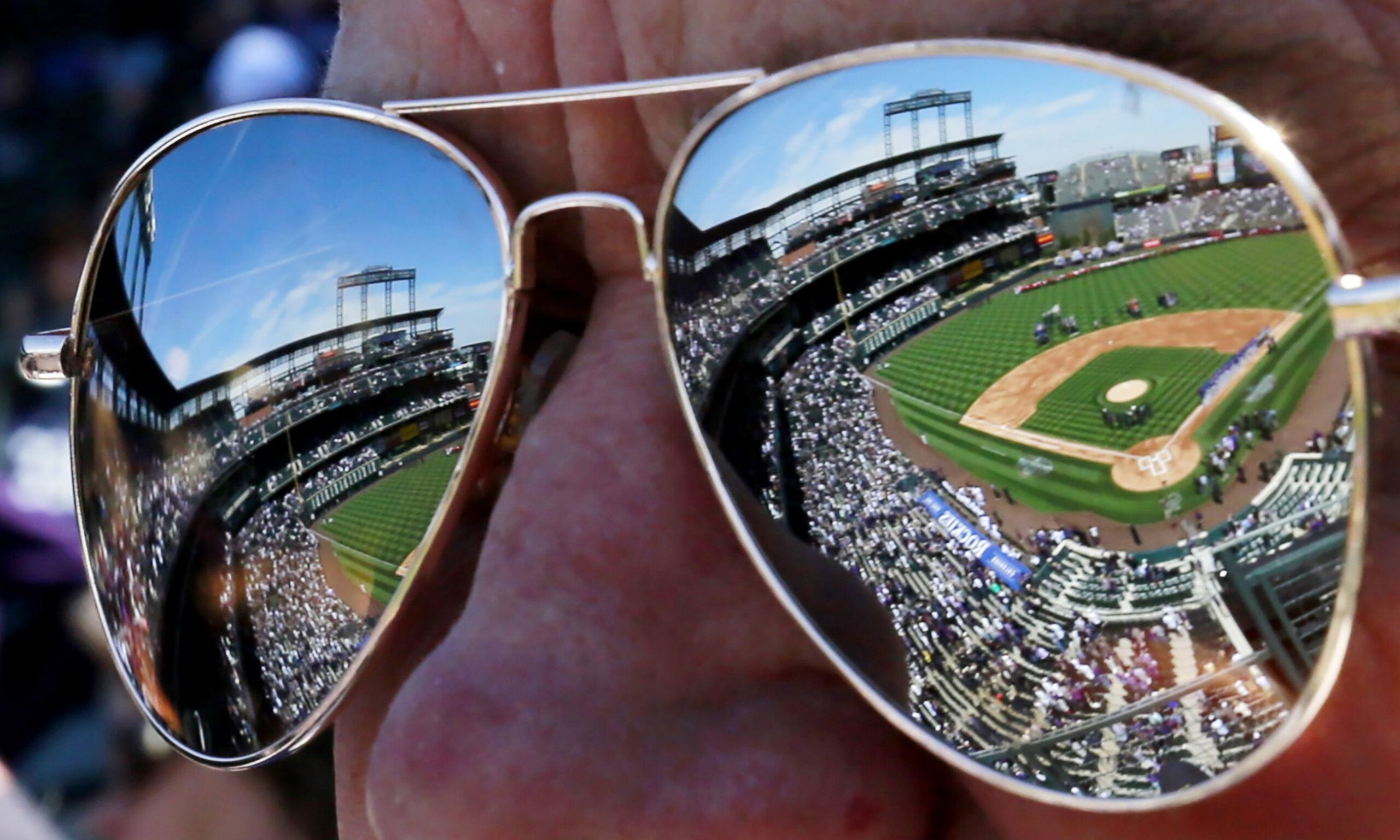 Coors Field reflected in sunglasses