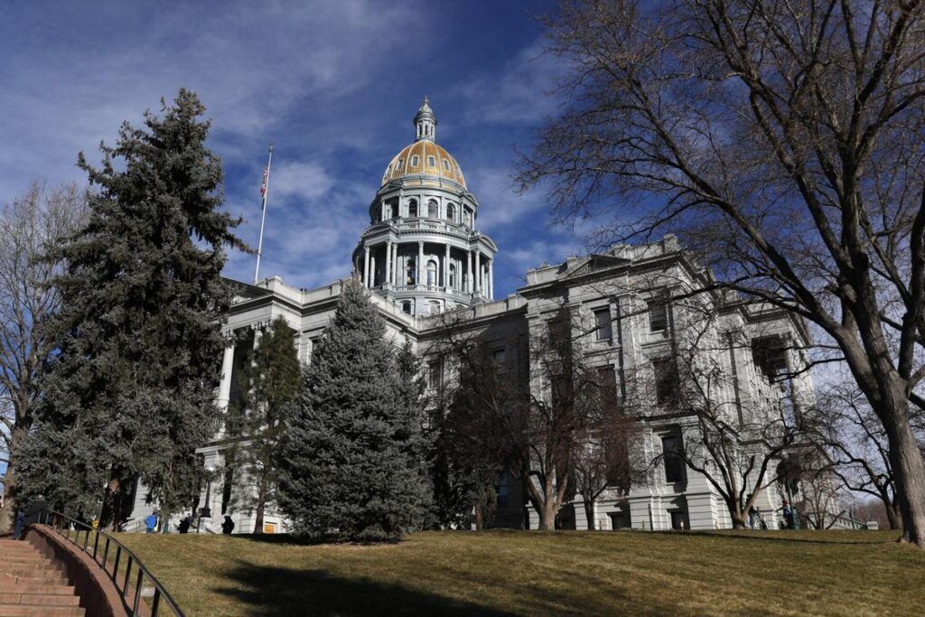 FILE - This Jan. 4, 2020, file photo, shows the exterior of the state Capitol in downtown Denver. (David Zalubowski, The Associated Press)
