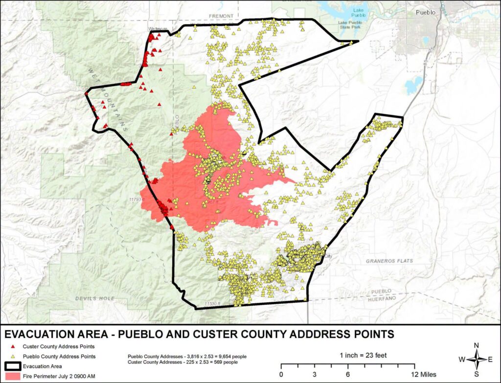 Aspen Acres evacuation map 7/3/26