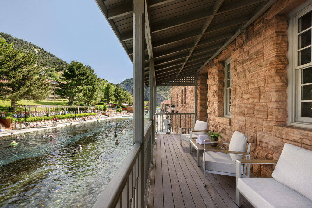 The deck of the Silver King Suite at Hotel 1888 at Glenwood Hot Springs Resort. Photo courtesy Glenwood Hot Springs Resort