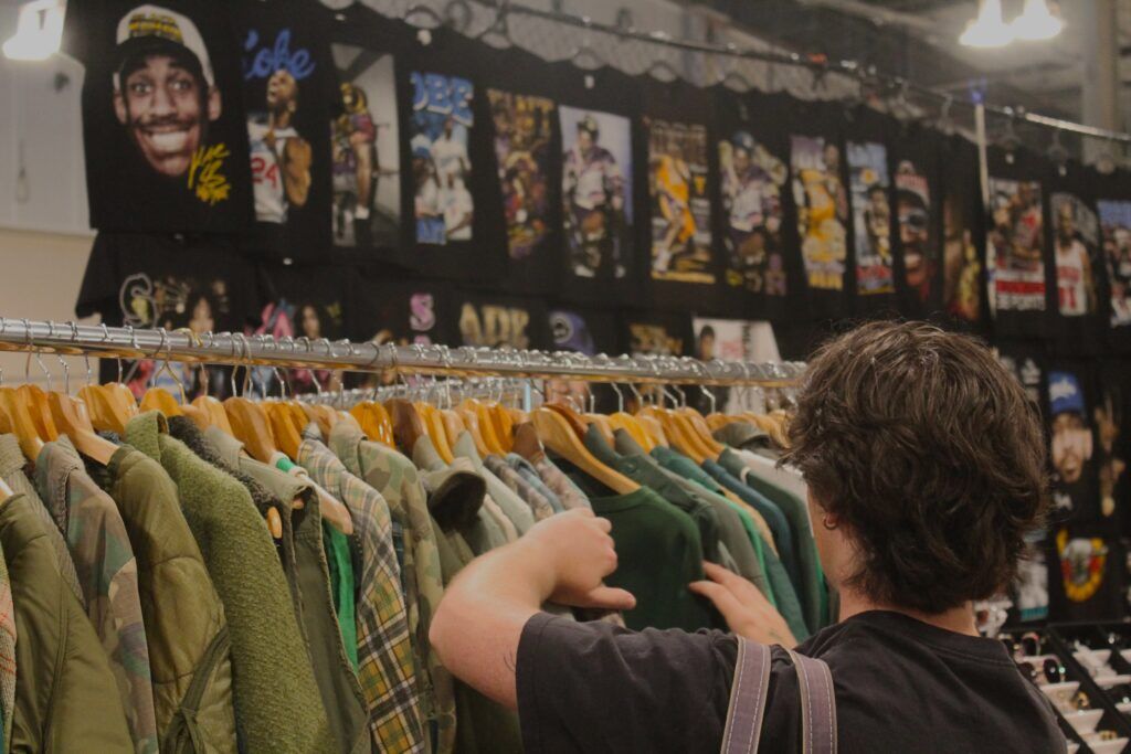 A man peruses through vintage clothing at Thrift Con in Denver on Sunday, July 12, 2026.
(The Denver Gazette/Matt Kyle)