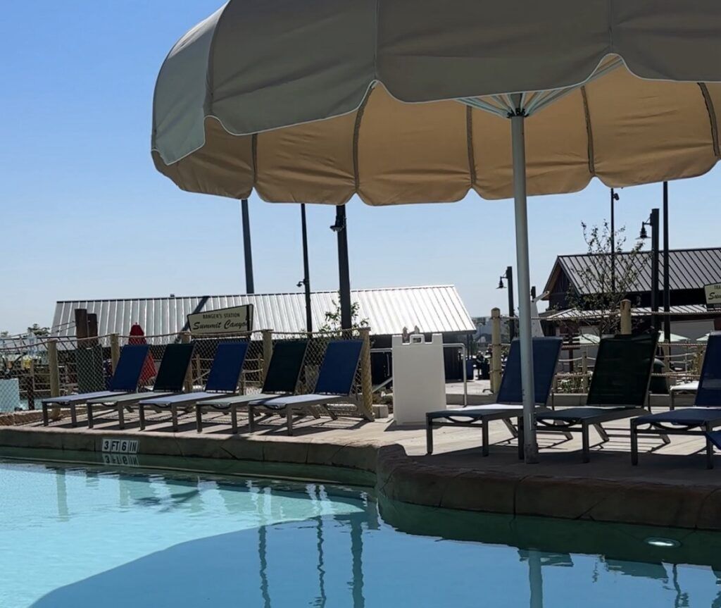 The new relaxation pool at Water World, Emerald Lake, will be a 'quite area' for guests looking for a place to unwind and just float. It will have lounge chairs and pool noodles for floating, as well as a waterfall overlooking the obstacle course. (Emily Bejarano/The Denver Gazette)