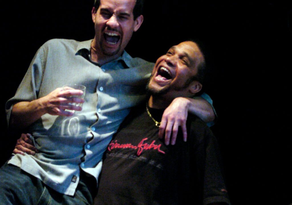 Jeffrey Nickelson, right, appearing in 'Top Dog/Underdog' with Damion Hoover for Shadpw Theatre. (File photo)