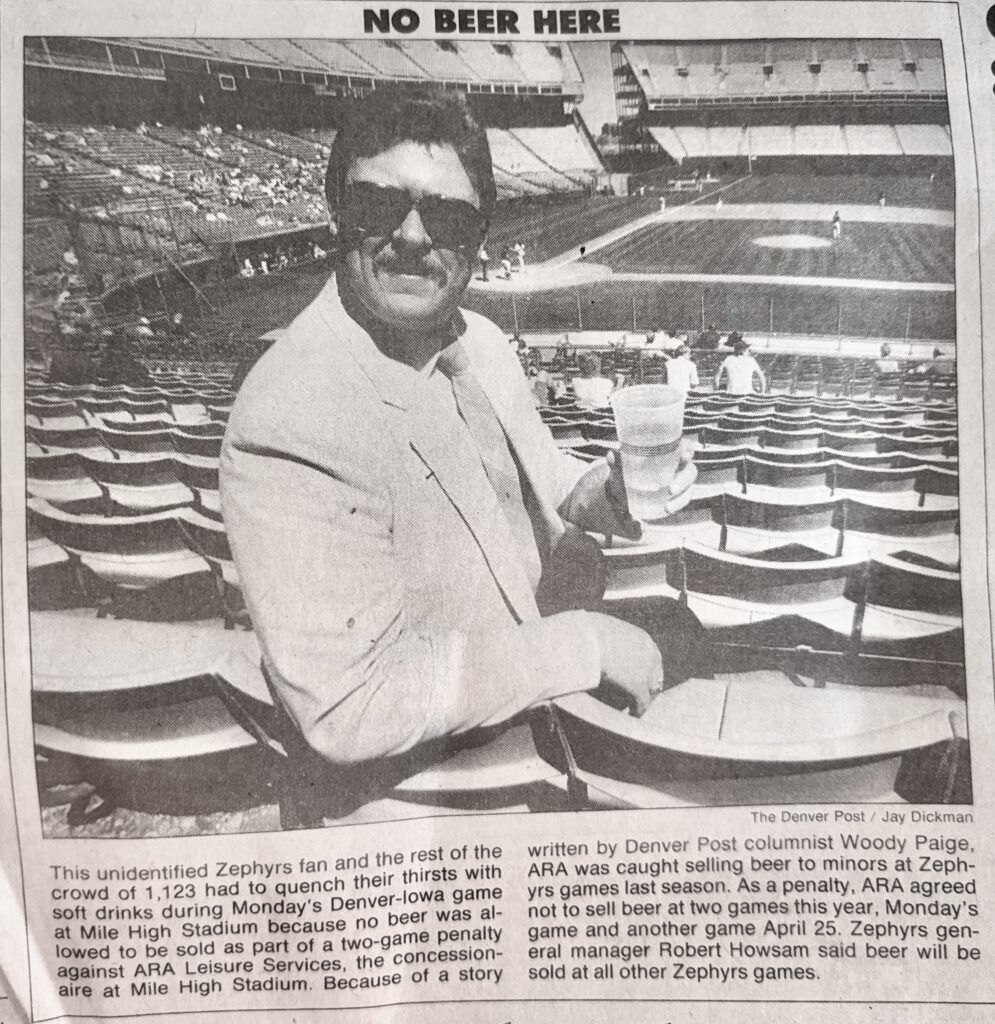 Woody Paige's incorrigible but justified journalism tactics got the Mile High Stadium concessionaire in a lot of trouble in 1988. (Provided by John Moore)