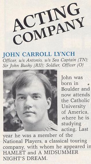 John Carroll Lynch was a member of the Colorado Shakespeare Festival acting company in the late 1980s. (Company program)